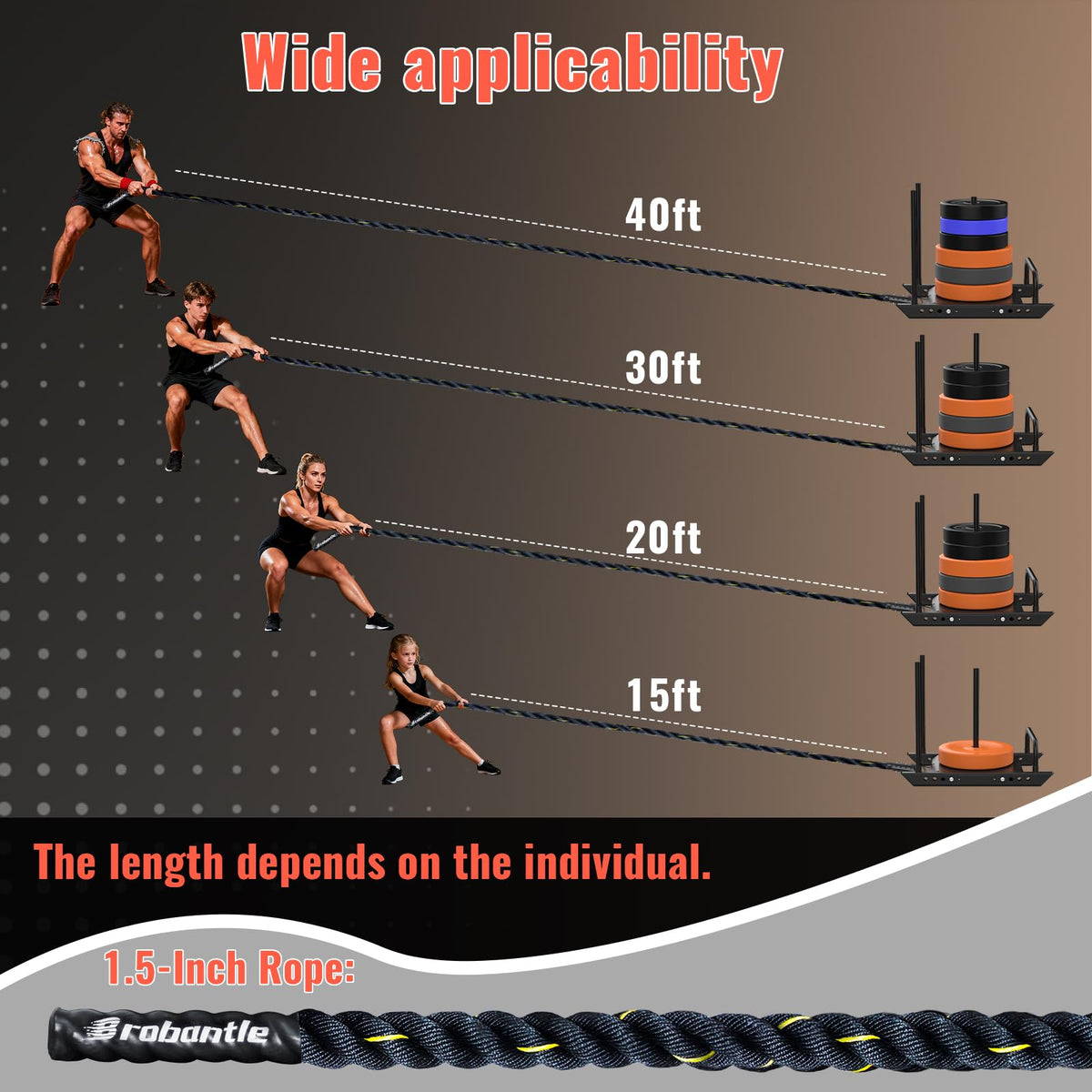 Weight Sled Pulling Rope 15FT 20FT 30FT 40FT 50FT Trainer - Brobantle Official Imagery - 8