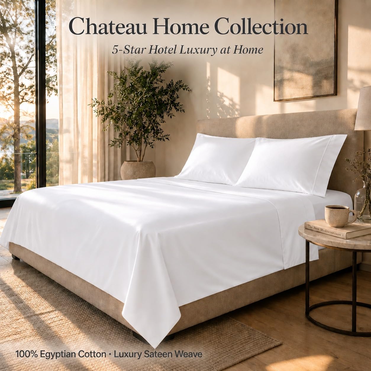 CHATEAU HOME COLLECTION 100% Egyptian Cotton Sheets King Size She - CHATEAU HOME COLLECTION Official Product View 2