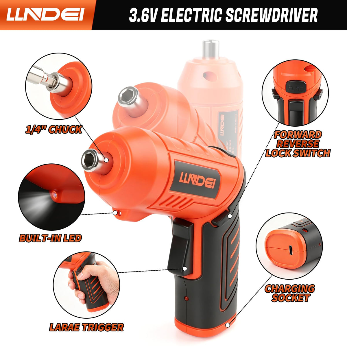 LLNDEI 80pcs Tool Box Set with 3 6V Electric Screwdriver - LLNDEI Official Imagery - 4