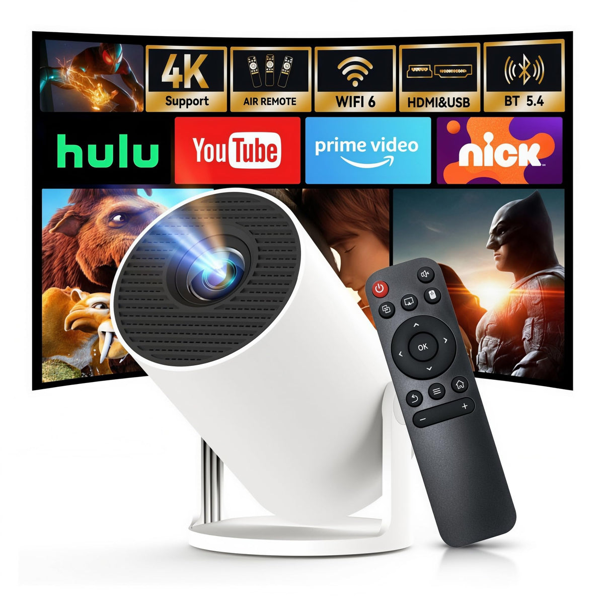 Mini Projector with Wi Fi 6 Bluetooth 5 4 1080P 4K Support - WEMI Official Imagery - 1