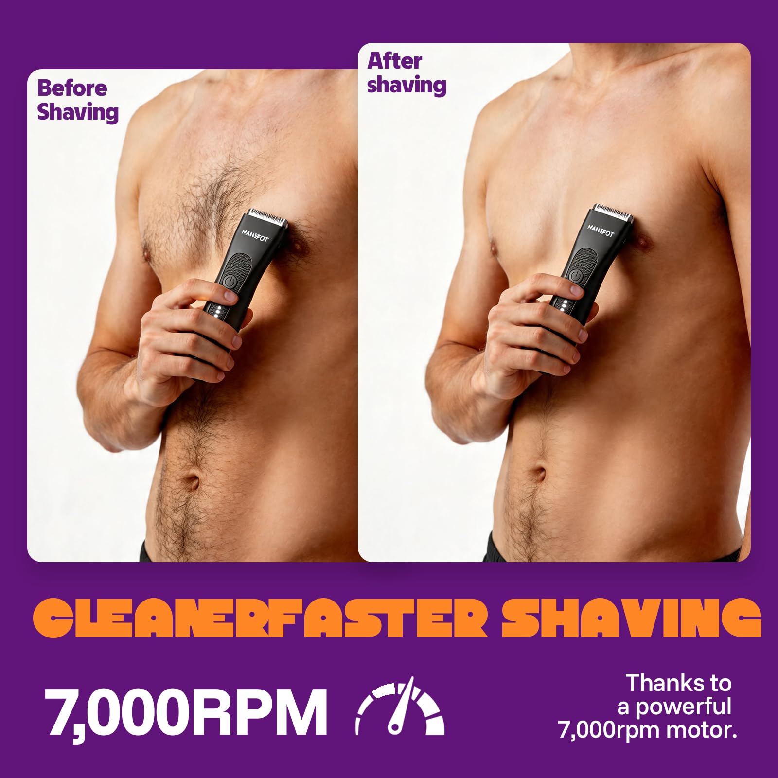 MANSPOT Manscape Groin & Body Hair Trimmer for Men, Electric Pubic Shaver - MANSPOT Official Product View 7