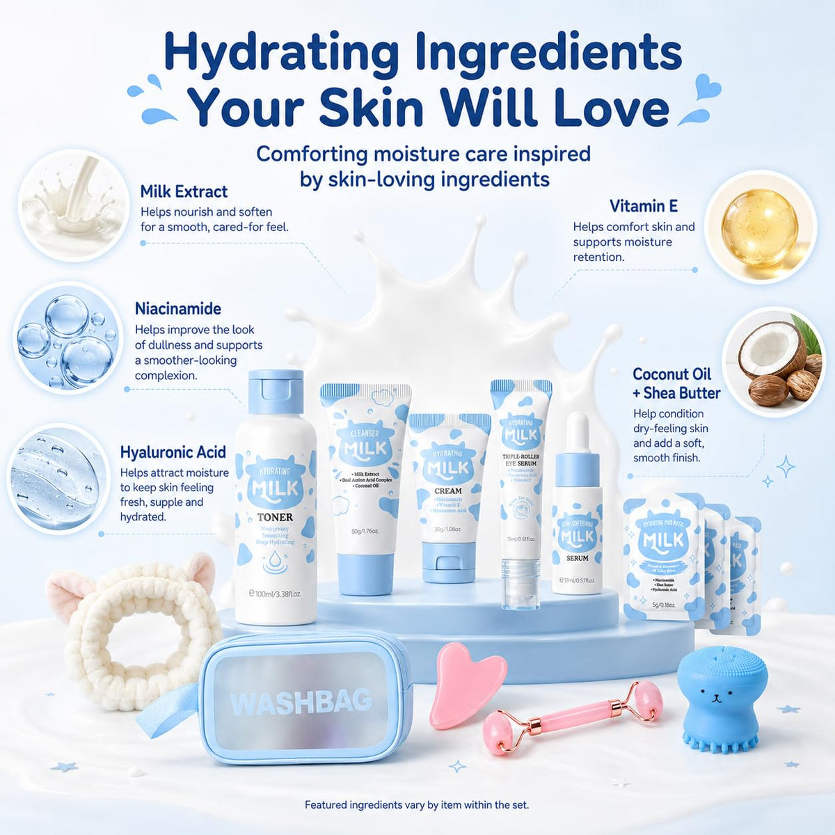 Milk Skin Care Set For Kids Teens 13 In 1 Hydrating Gentle - MrCuvaryas Official Imagery - 5
