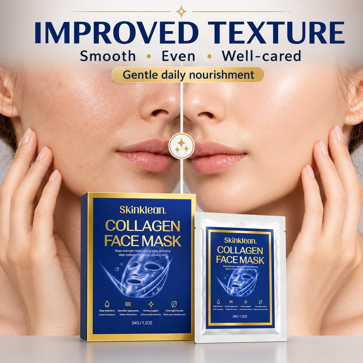 SkinKlean Collagen Face Mask 9 Pack,Hydrating Sheet Masks for - Kymezol