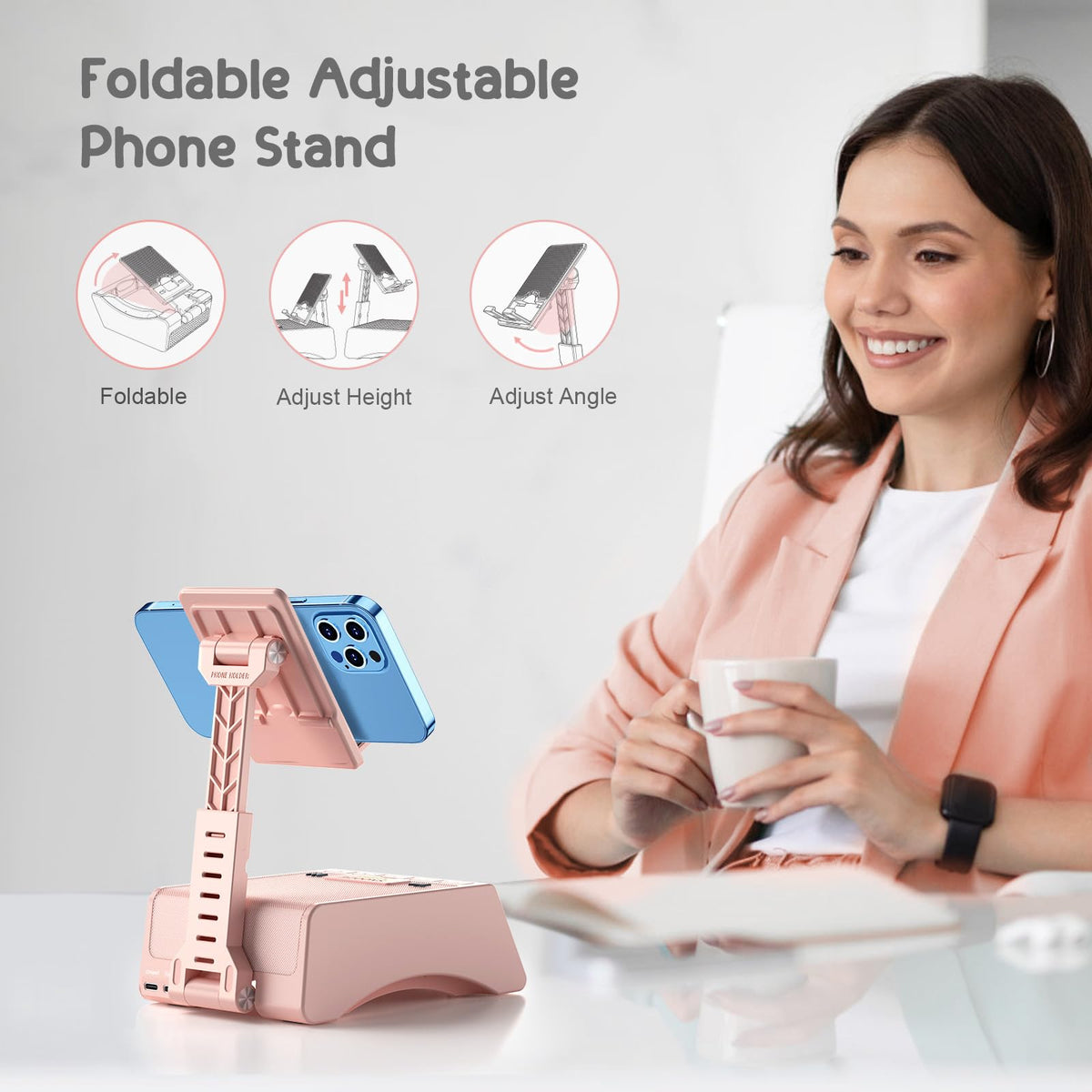 Foldable Cellphone Stand with Wireless Bluetooth Speaker - TechGlow Official Imagery - 5