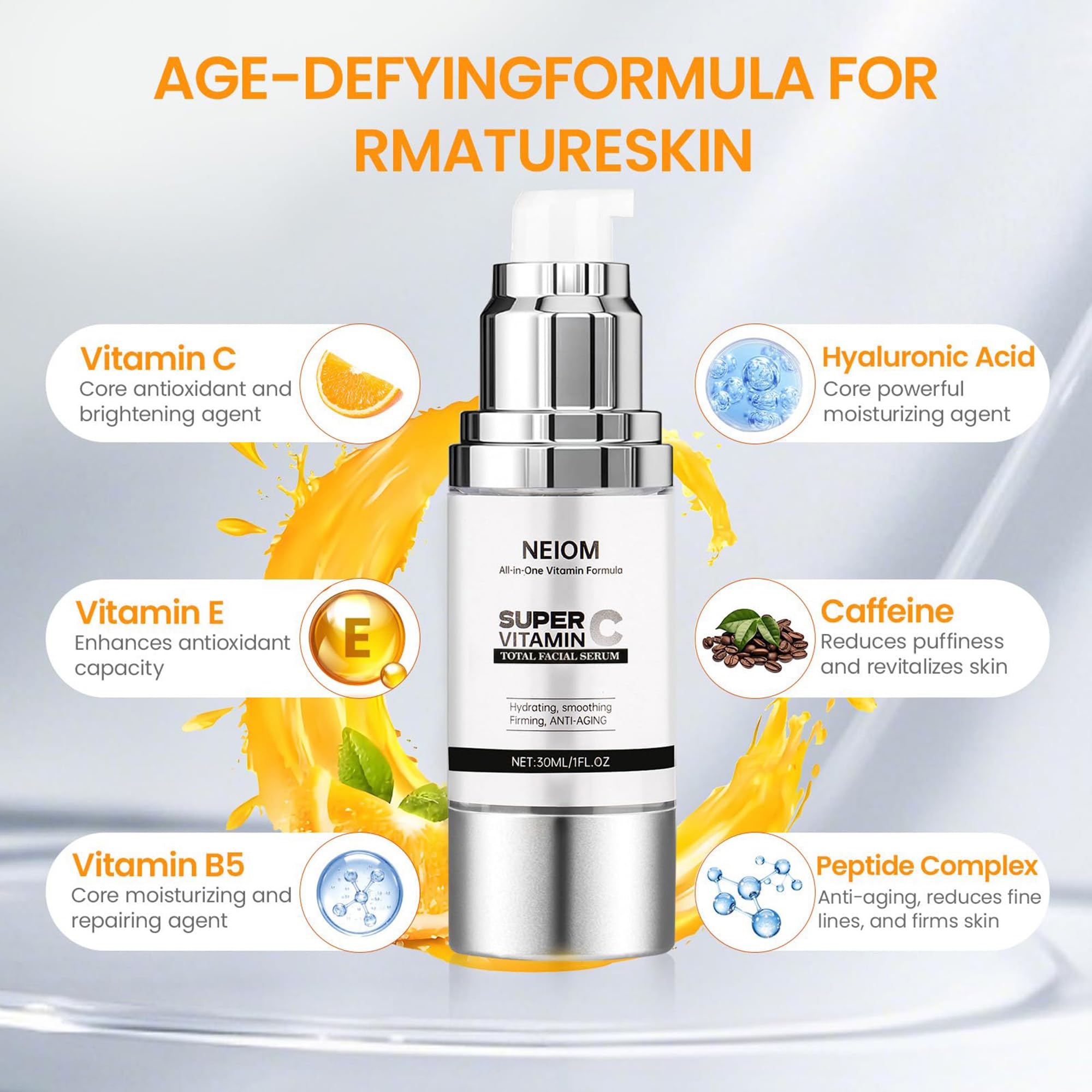 Super Vitamin C Face Serum for Women over 70 Anti Aging 1 fl - NEIOM Official Imagery - 6