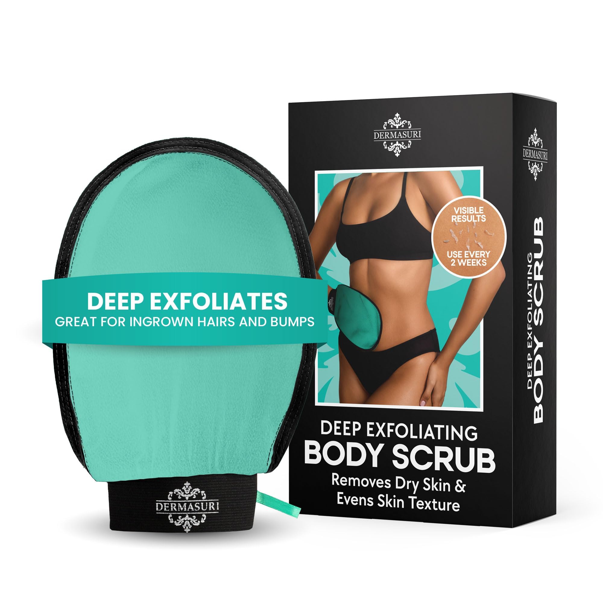 Dermasuri Exfoliating Body Scrubber Glove, Exfoliating Glove, Black - Dermasuri Official Product View 7