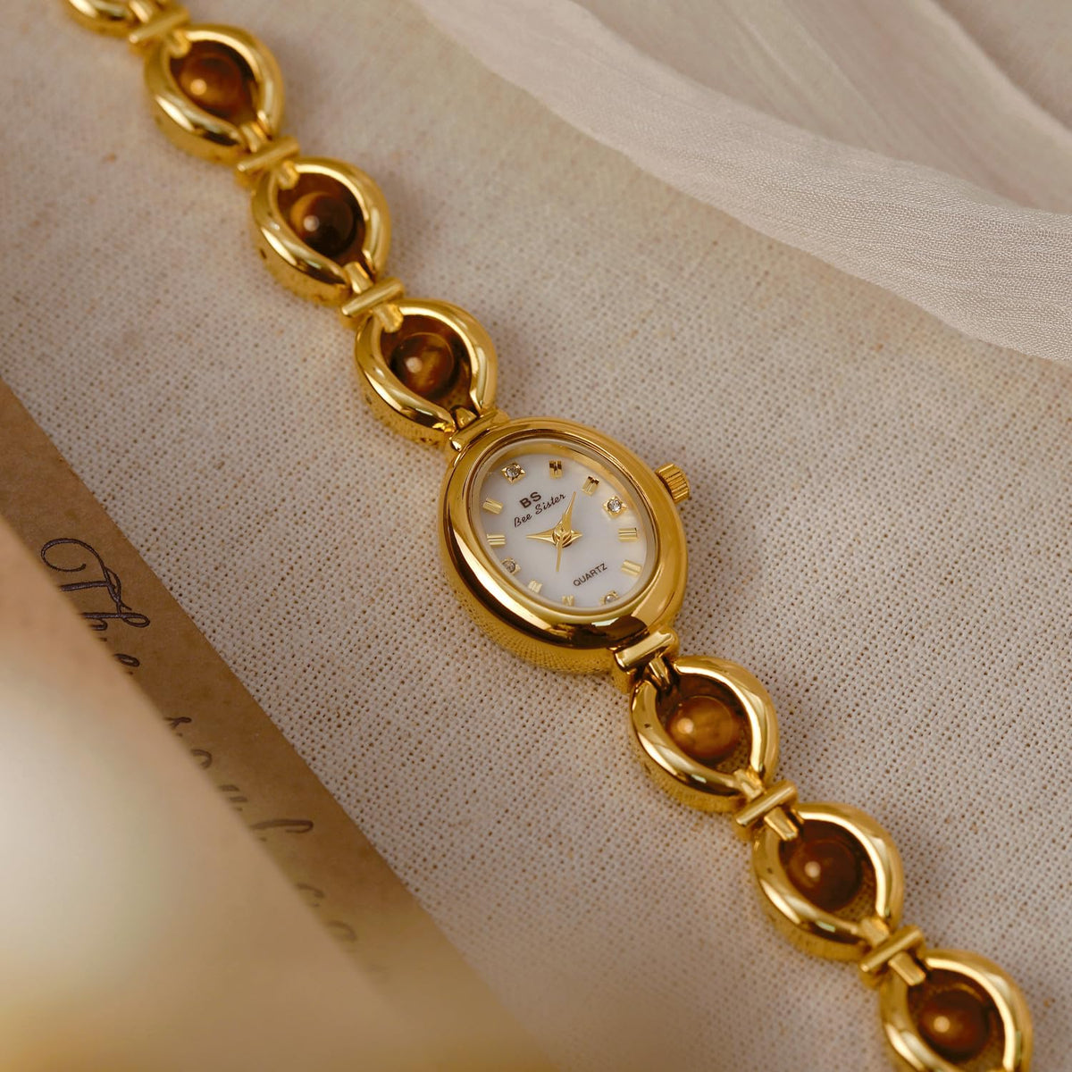 Gosasa Elegant Pearl Watch for Women Dainty Oval Bracelet - Gosasa Official Imagery - 4