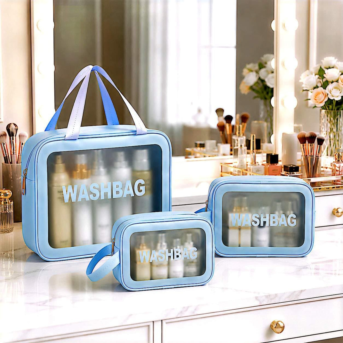 TSA Approved Toiletry Bag Clear Travel Makeup Bags 3Pack - ZMARJ ARTLOGO Official Imagery - 6