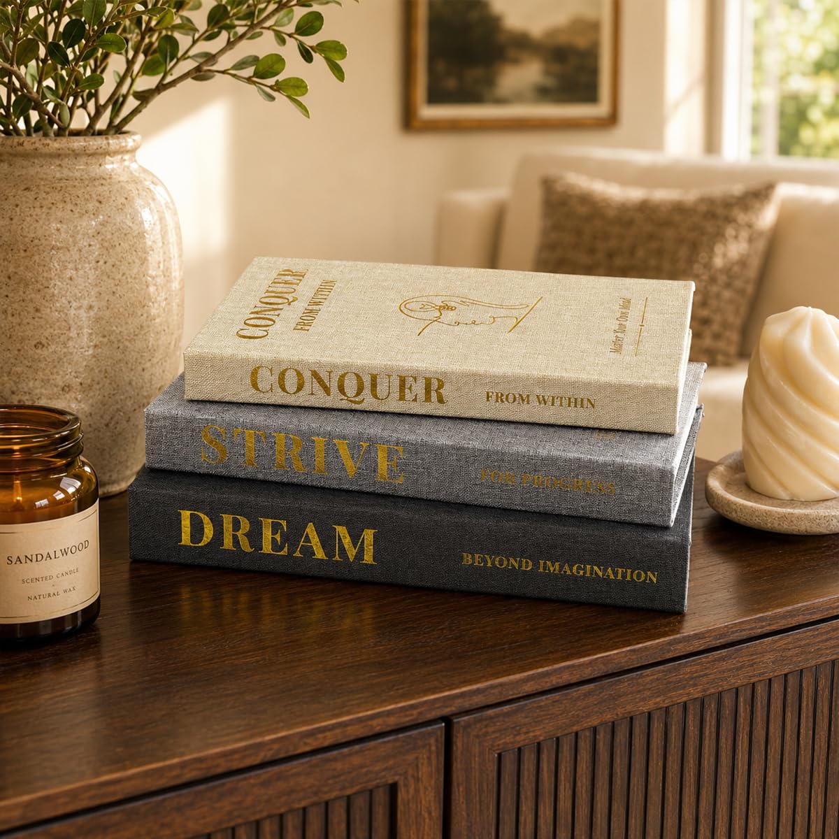 Decorative Books Set of 3 Linen Coffee Table Books - Oxdigi Official Imagery - 1