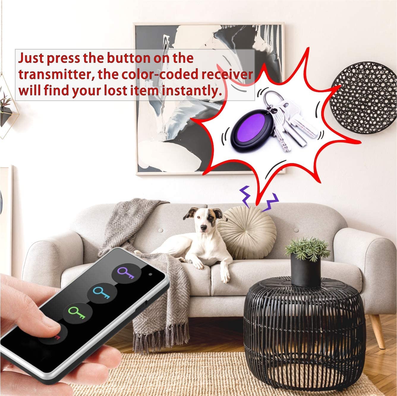 Reyke Key Finder with Sound, 131ft RF Remote Finder, 4 Receivers by Reyke - Angle View 3