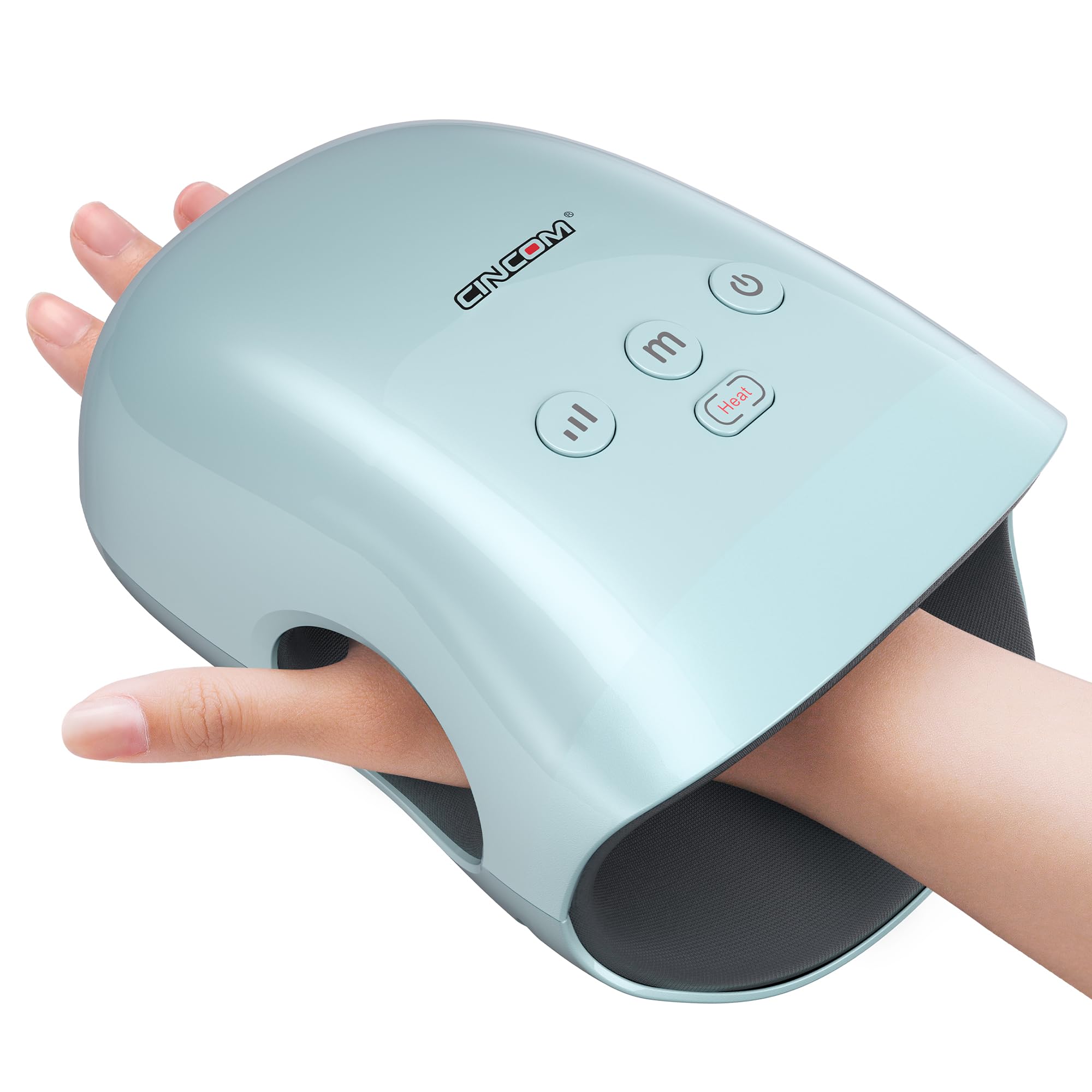 CINCOM Cordless Hand Massager with Heat and Compression, White - View 10