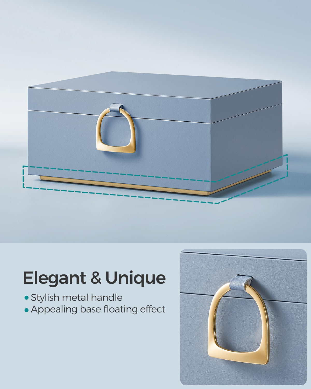 SONGMICS 2 Layer Jewelry Box with Handle Removable Tray - SONGMICS Official Imagery - 5