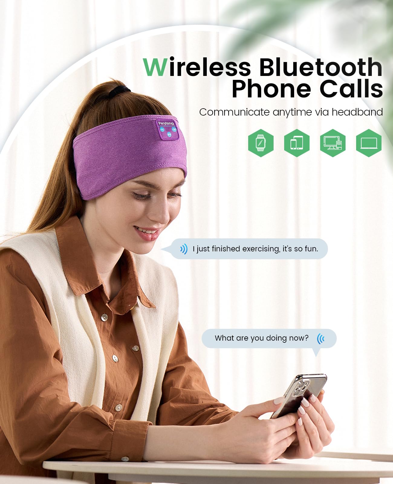 Perytong Sleep Headphones Tech Gadgets Bluetooth Headband for Women He - View 2