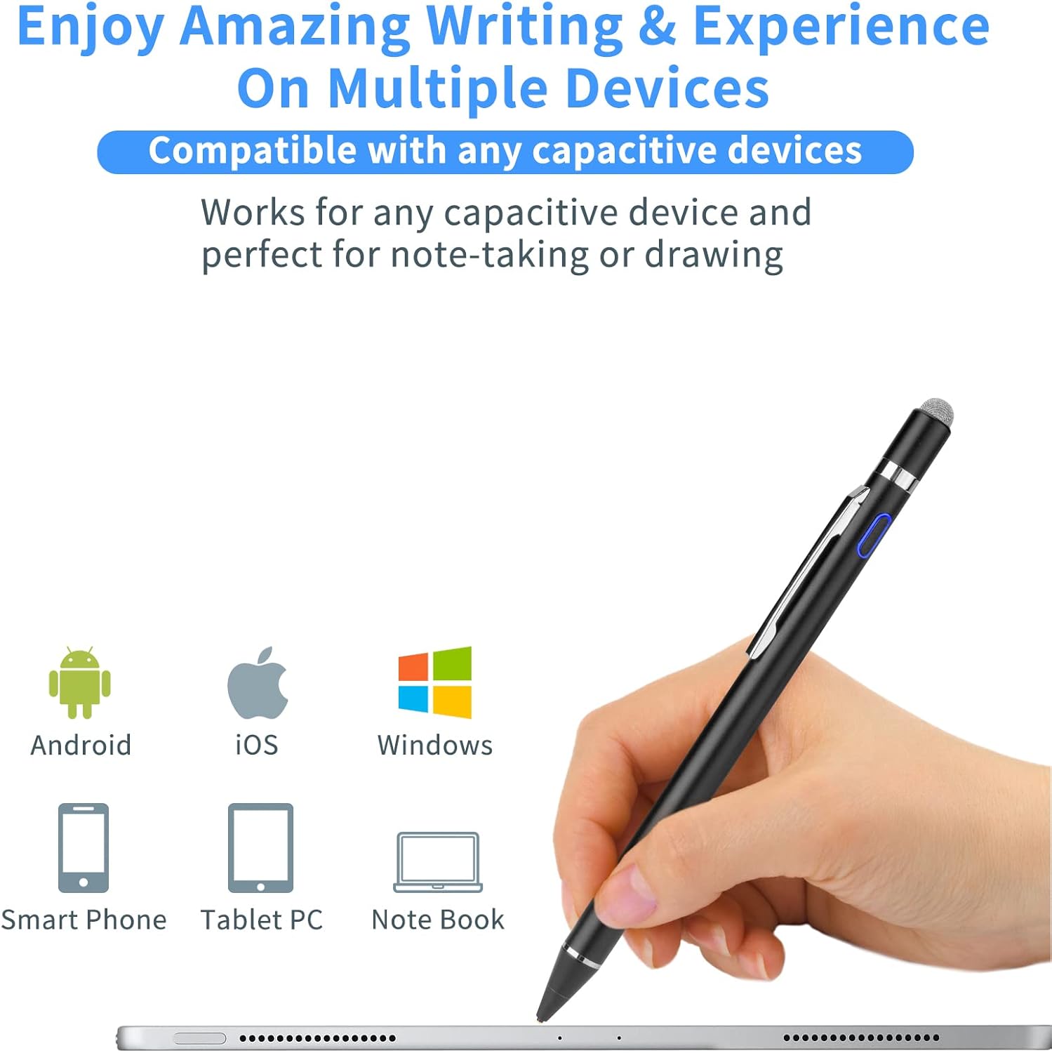 EVACH active digital stylus pen with ultra-fine tip, compatible with iPad, iPhone, Samsung tablets, and touchscreen devices