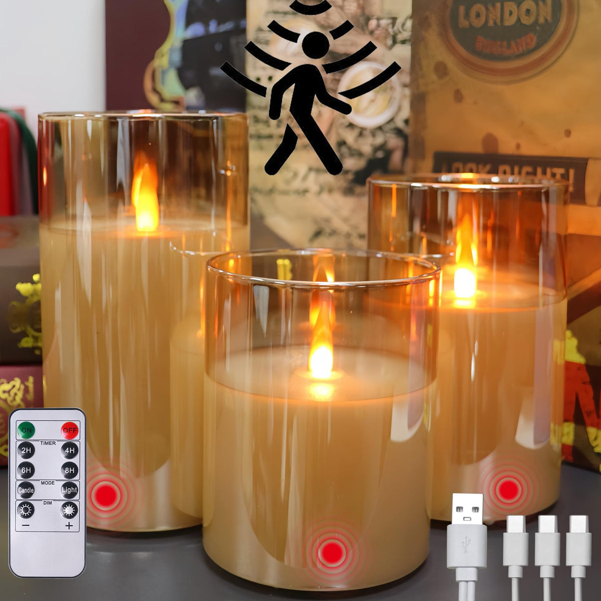 Two Months Rechargeable Motion Sensor Flameless Candle Auto - JMTONE Official Imagery - 1