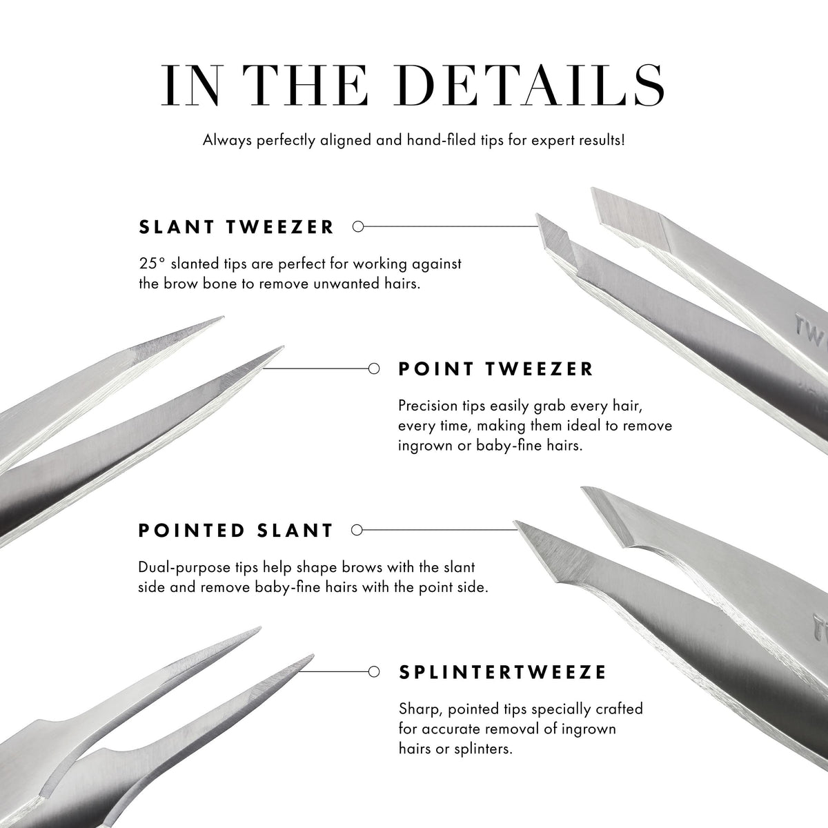 Tweezerman Mini Slant and Point Tip Tweezer - Tweezerman Official Imagery - 6