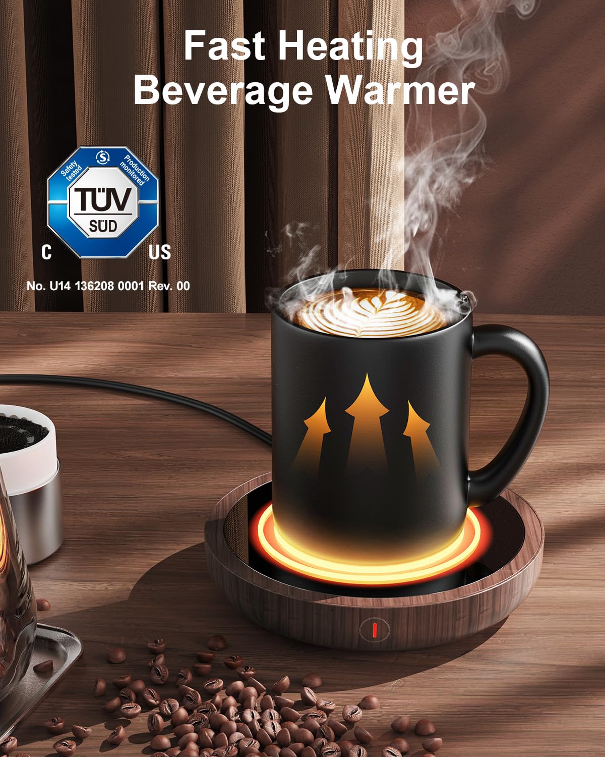 SWEETFULL Coffee Mug Warmer, Electric Cup Warmer for Desk - Wood - SWEETFULL Official Product View 4