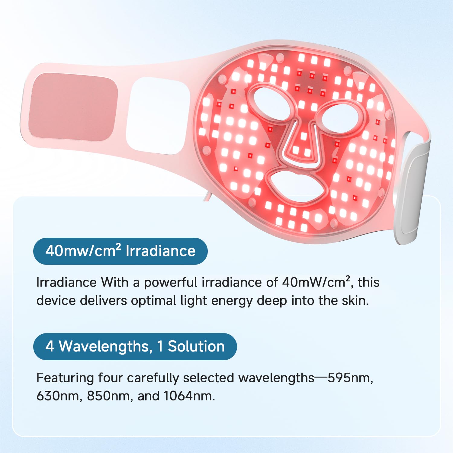 Red Light Therapy for Face &amp; Neck，Red Light Face Mask with 4 - SWIRISE