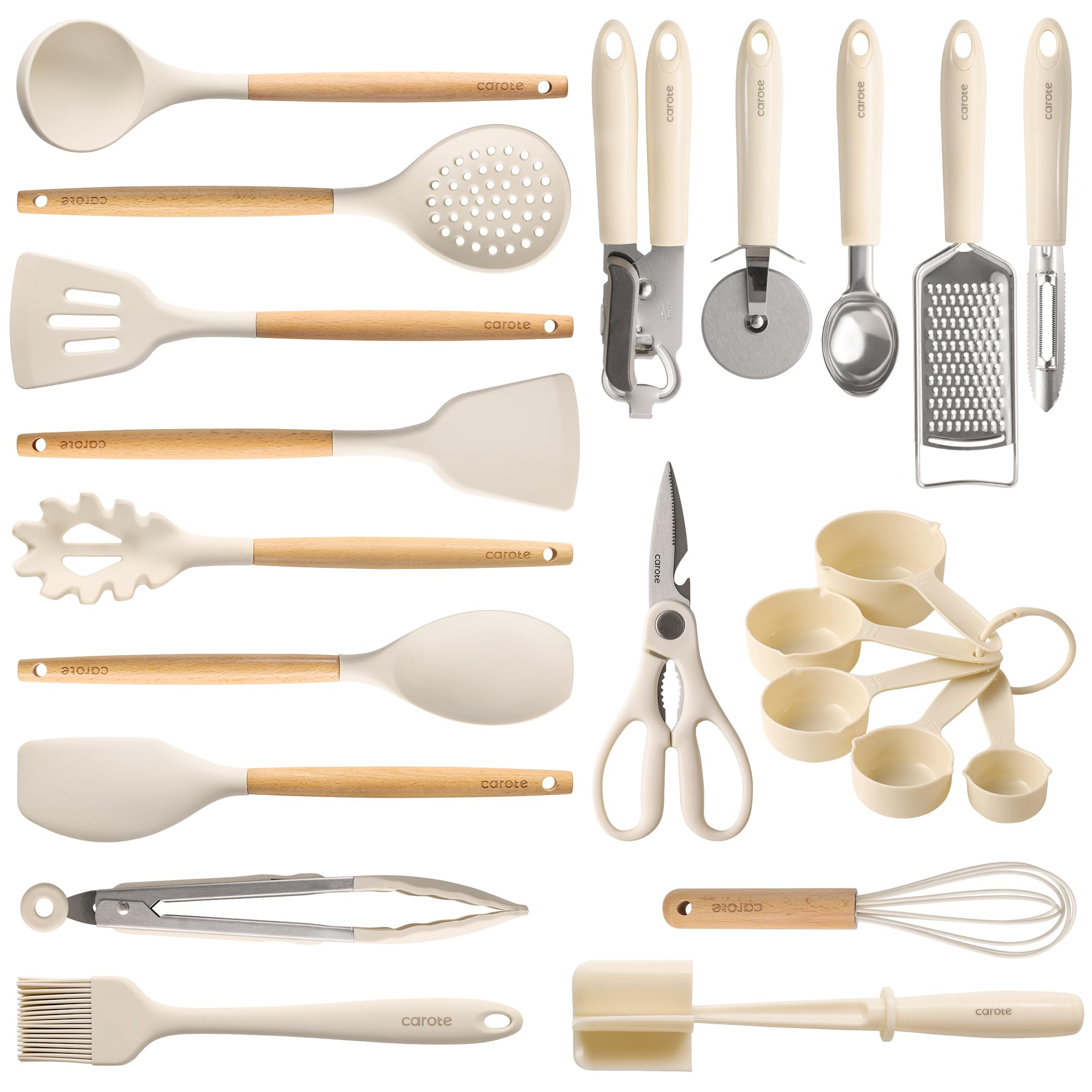 CAROTE 22-Piece Cooking Utensils Set with Wood Cool-Touch - Product Imagery