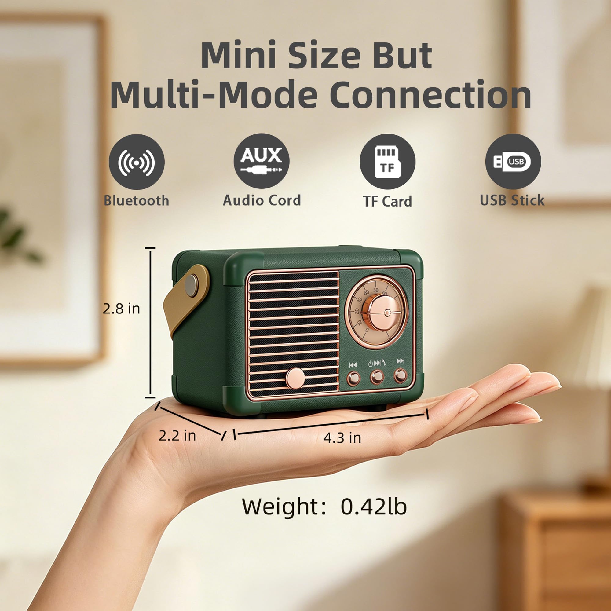 Baolira Retro Bluetooth Speaker, Office Decor for Women, Gifts for Tee - View 2