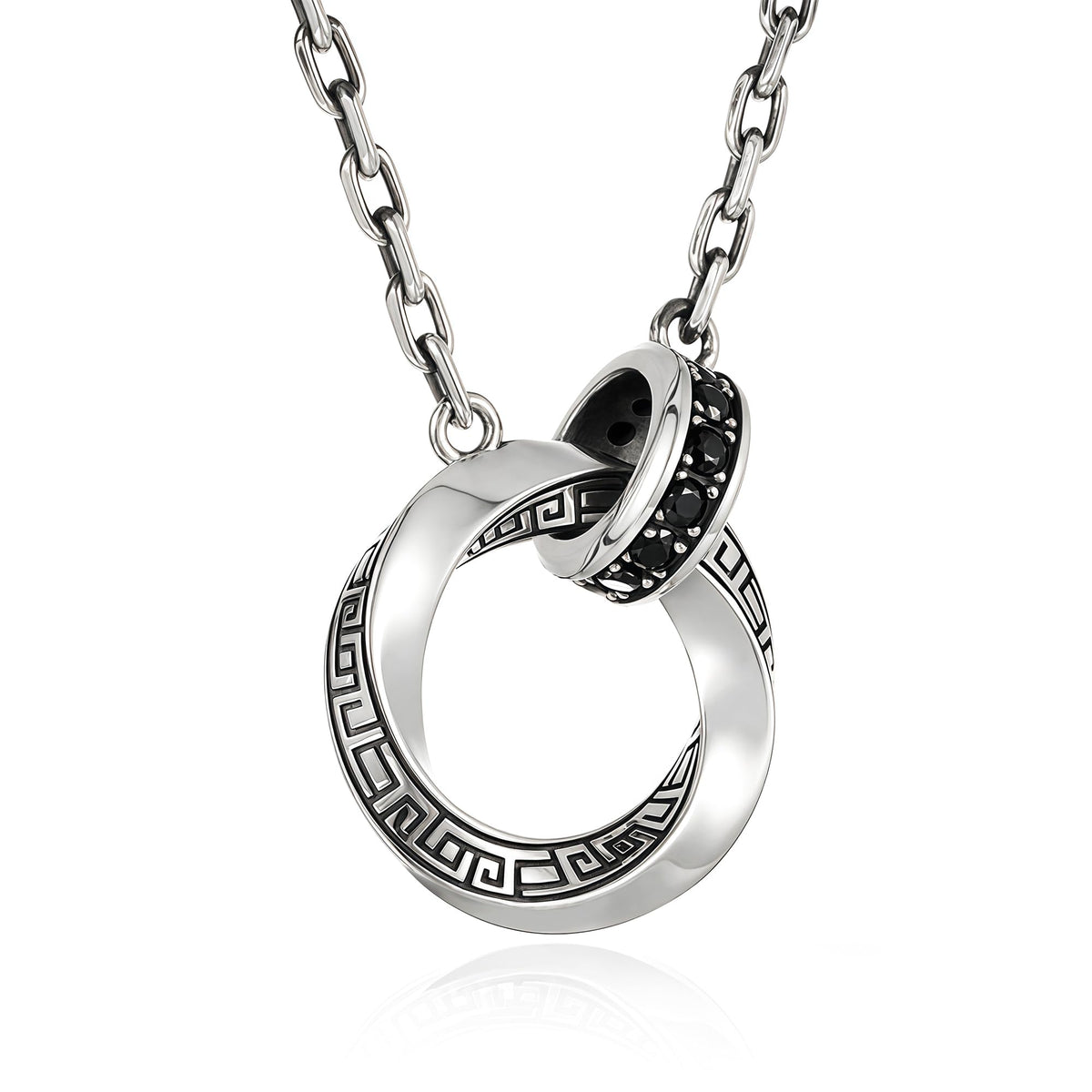 M bius Strip Men s Necklace Double Ring Black Onyx Pendant - BRAYEG Official Imagery - 1