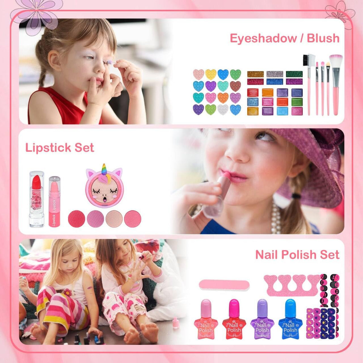 Kids Makeup Sets for Girls 5 8 68 Pcs Kids Makeup Kit for - Aimidola Official Imagery - 5