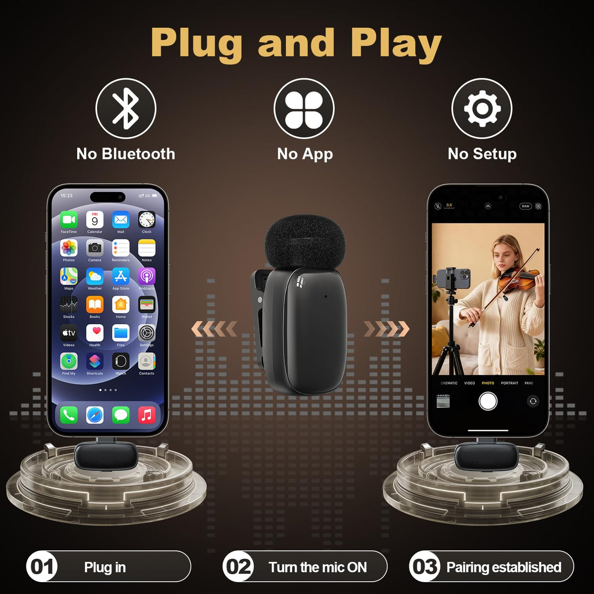 Wireless Lavalier Mini Microphone for iPhone ipad Android - IJCUIJM Official Imagery - 7