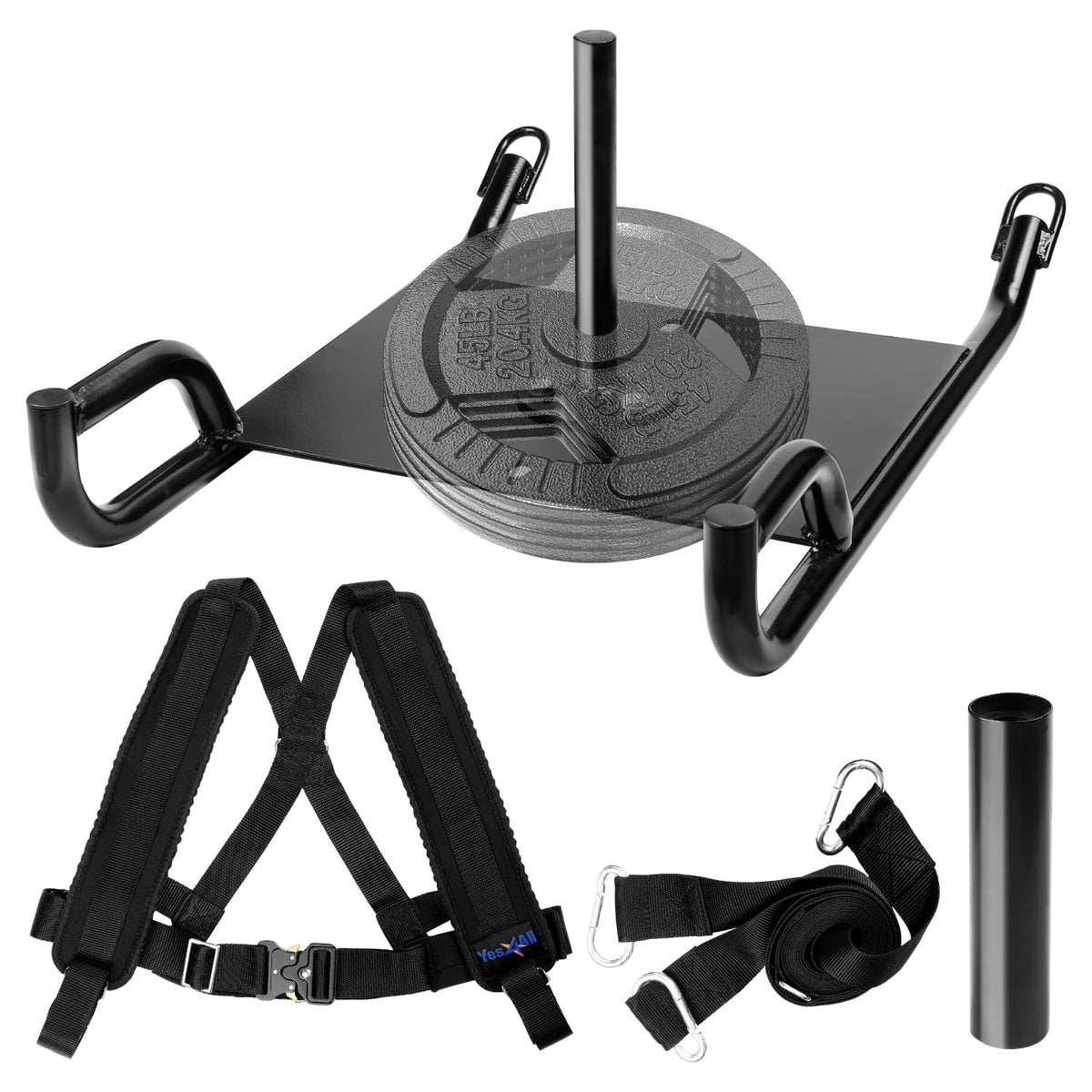 Yes4All Weighted Training Pull Sled with Vest Steel Buckle - Premium Selection Official Imagery - 2