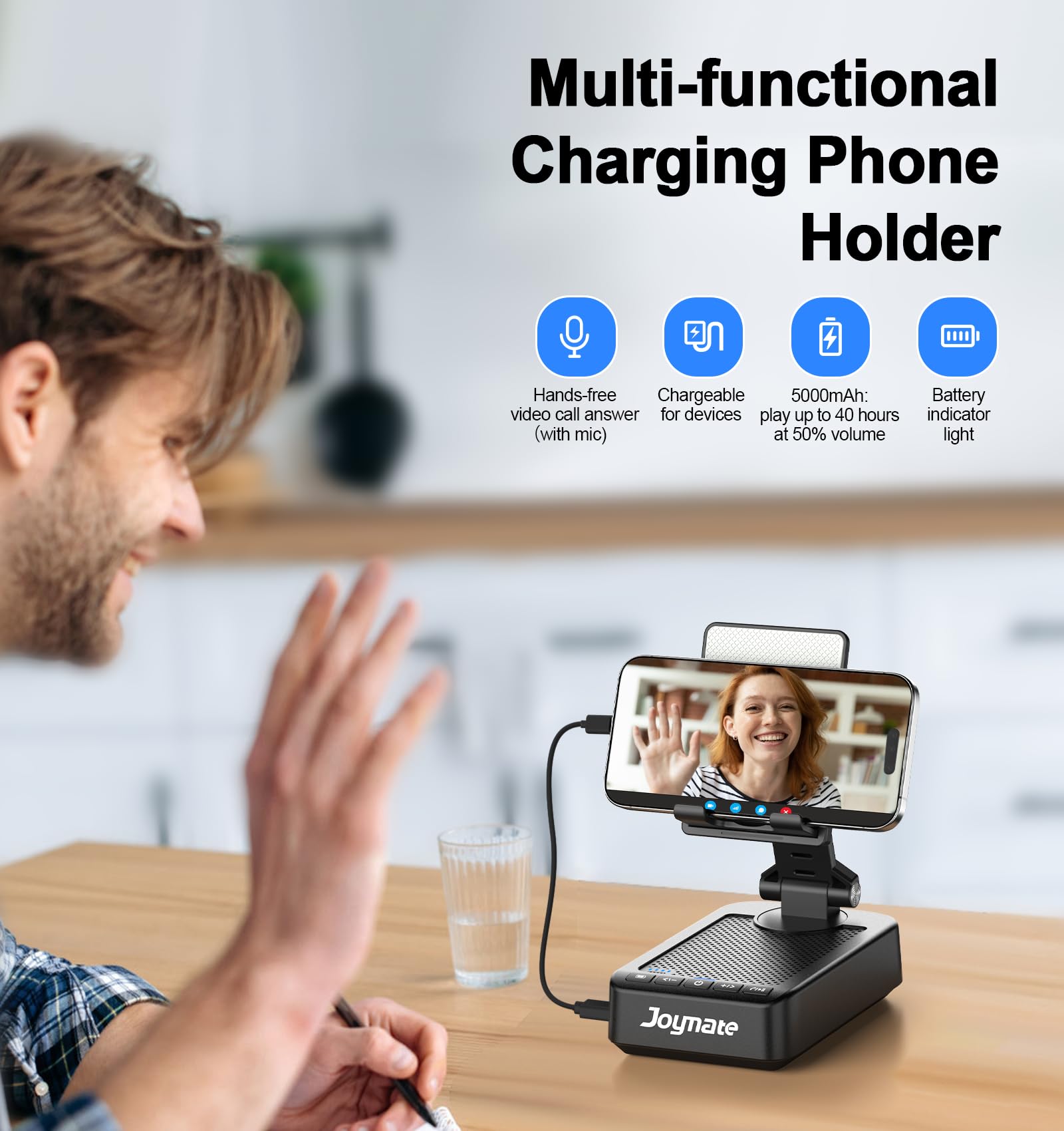 Joymate Gifts for Men Women, Phone Stand with Bluetooth Speaker a by Joymate - Angle View 2