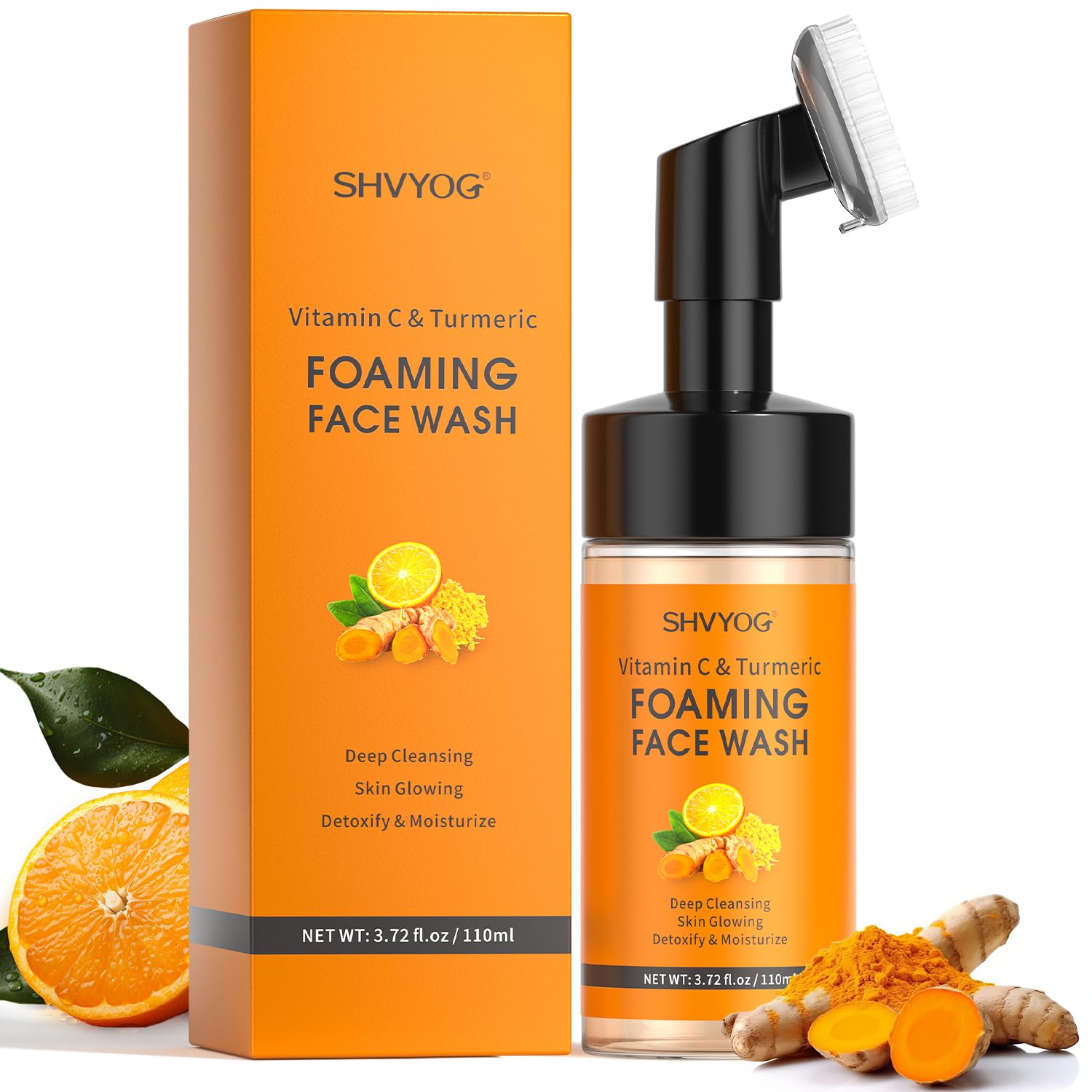 SHVYOG Vitamin C Turmeric Face Wash, Turmeric Foaming Facial - Product Imagery