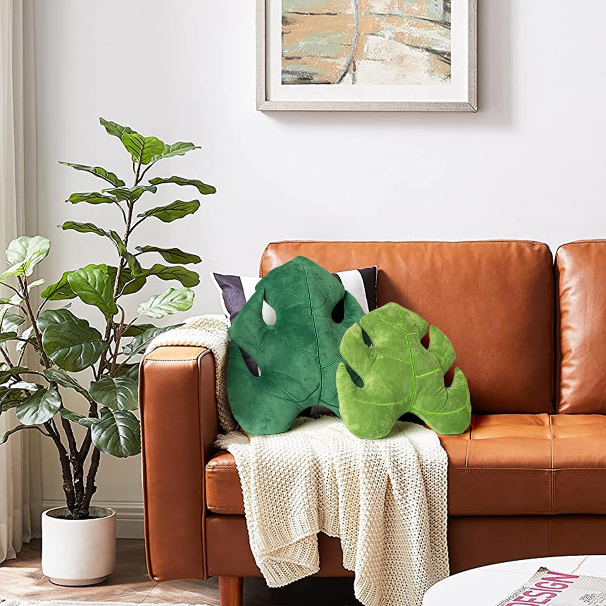 AELS Set of 2 3D Leaves Decorative Throw Pillows 18 14 - AELS Official Imagery - 7