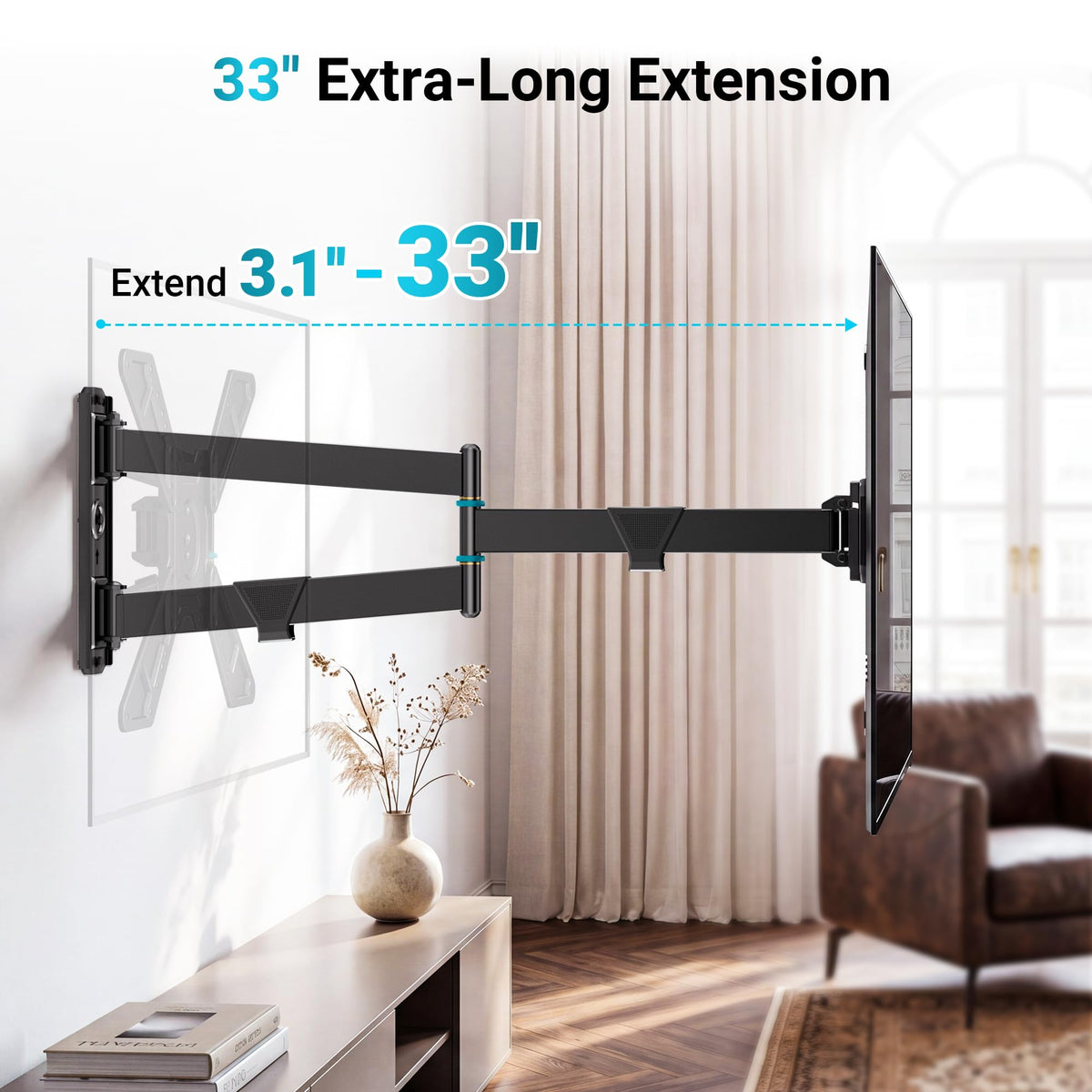 BONTEC Full Motion Corner TV Wall Mount for 31 75 Inch TVs - BONTEC Official Imagery - 5