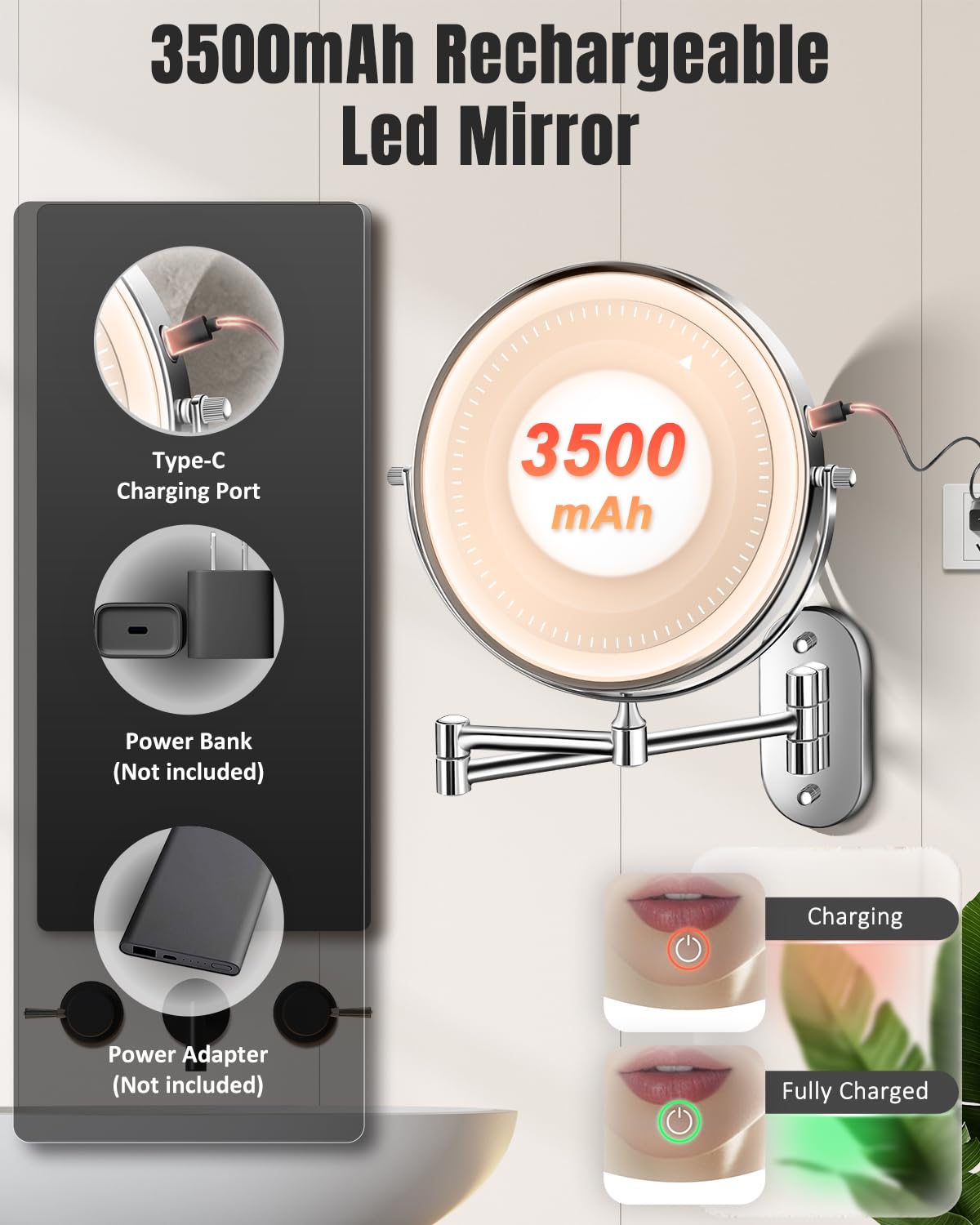 VFD 8 30X 1X Wall Mounted Lighted Magnifying Makeup Mirror - VFD Official Imagery - 8