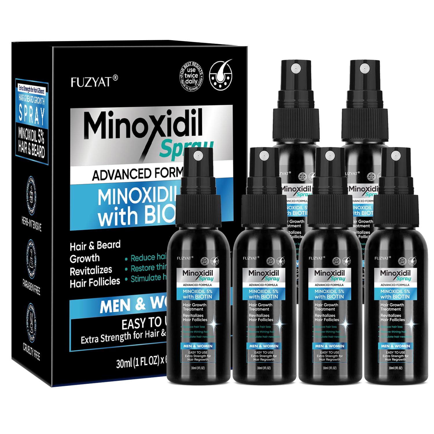 FUZYAT 5% Minoxidil Beard and Hair, Minoxidil Hair Growth Spray with Biotin & - FUZYAT Official Product View 10