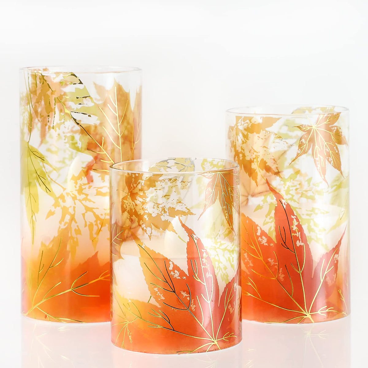 Fall Decor Flameless Candles Maple Leave Battery Operated - FLAVCHARM Official Imagery - 8
