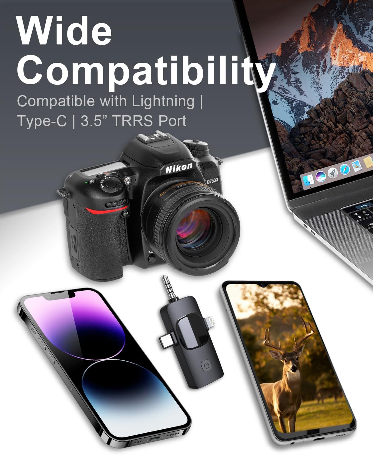 Mini Microphone for iPhone Android Camera 3 in 1 Wireless - SmaFun Official Imagery - 3