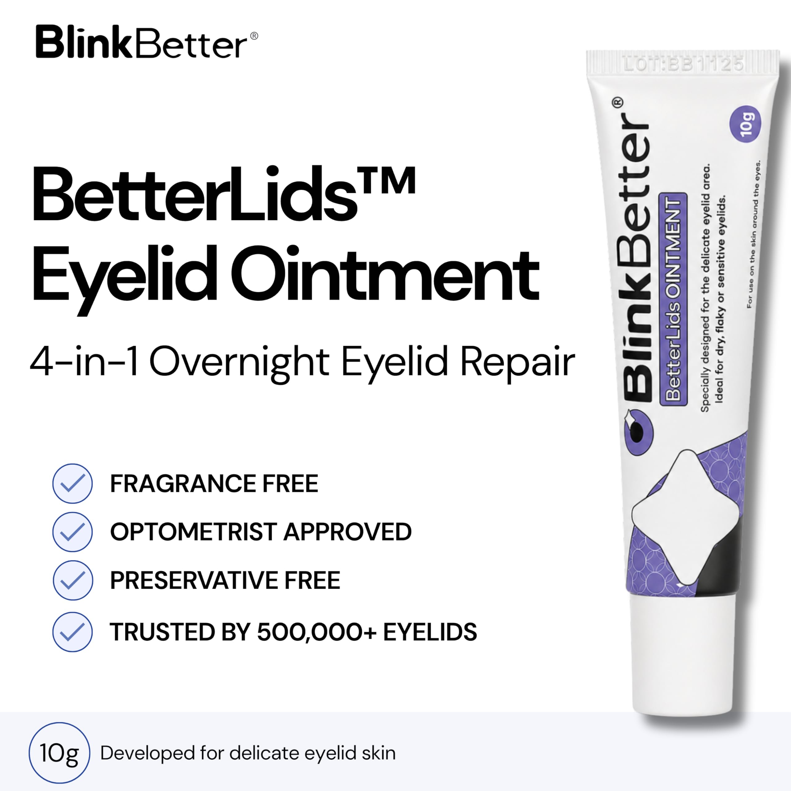 BlinkBetter BetterLids Eyelid Ointment for Dry, Itchy & Sensitive Eyelids – Deep-Moisturising Oat Complex with Shea Butter & Panthenol to Hydrate, Nourish & Soothe Delicate Eyelid Skin – 0.34 oz