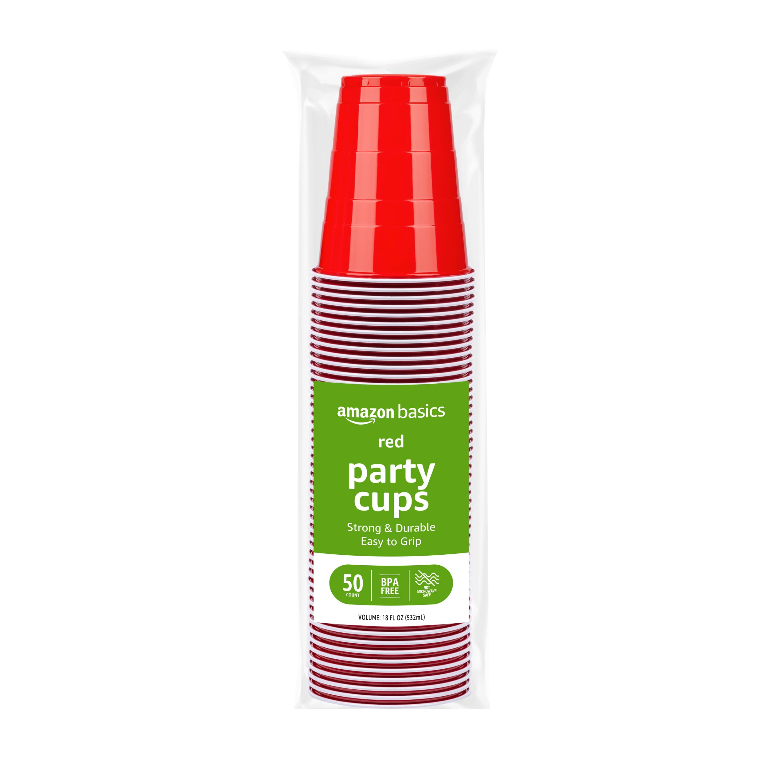 Amazon Basics Sturdy Disposable Plastic Party Cups for Cold - Product Imagery