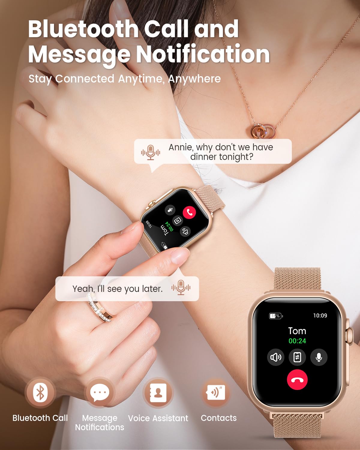 SWGOTA Smart Watch for Women for iPhone Android:1.85" Smartwatch Fitne - View 5
