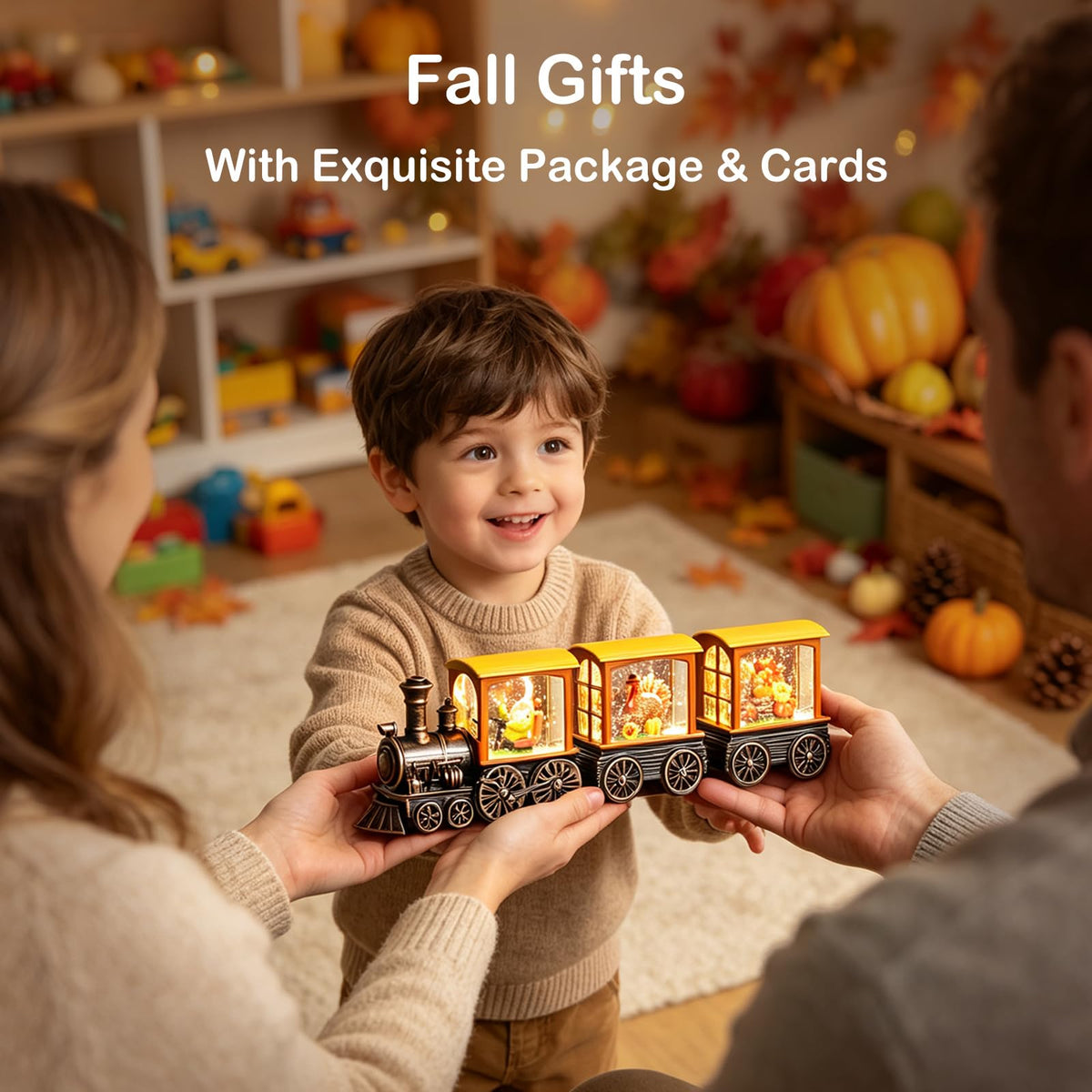 Fall Snow Globe Lantern Fall Decorations for Home Lighted - Gorrzai Official Imagery - 7
