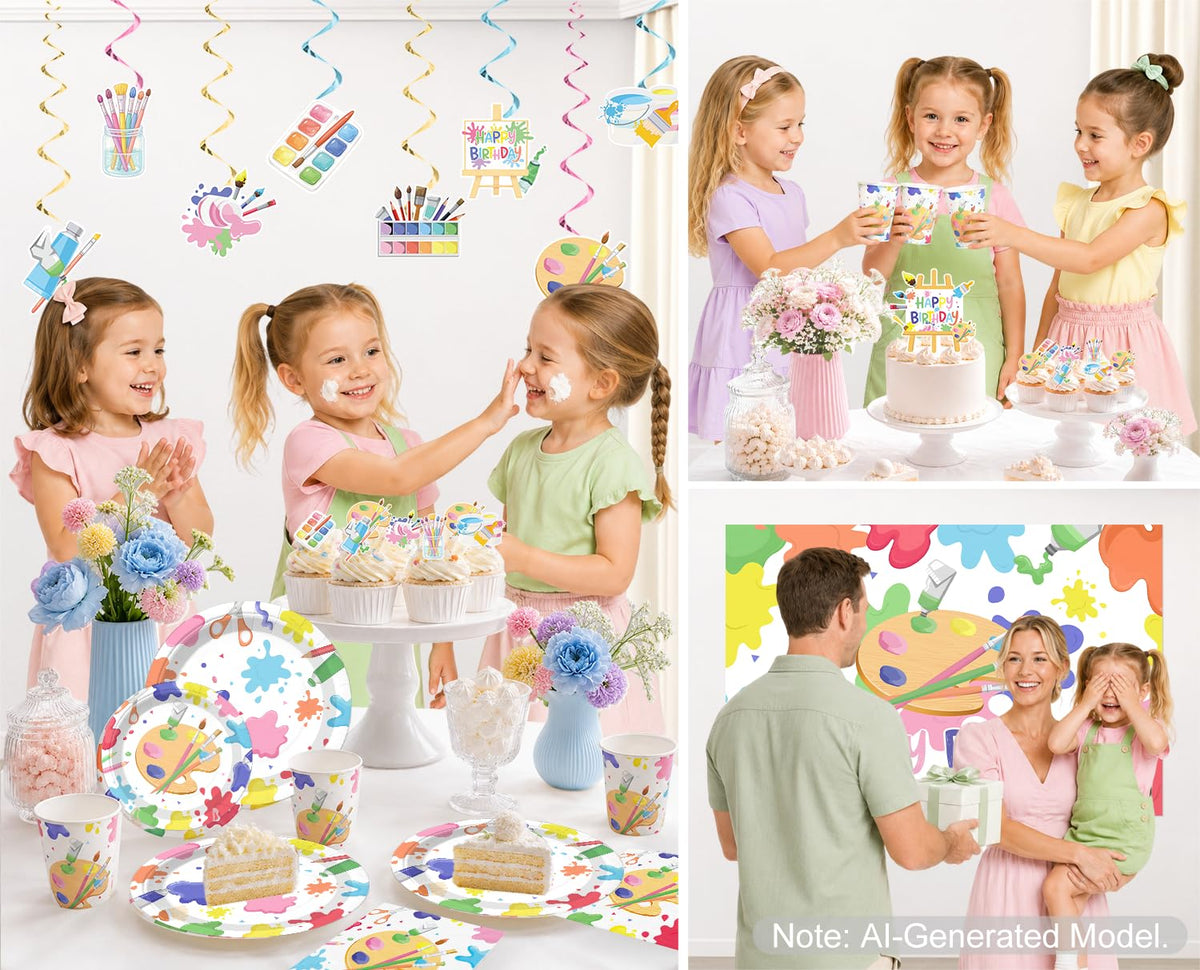 Xynic 211pcs Art Party Decorations Complete Tableware Set - Xynic Official Imagery - 8