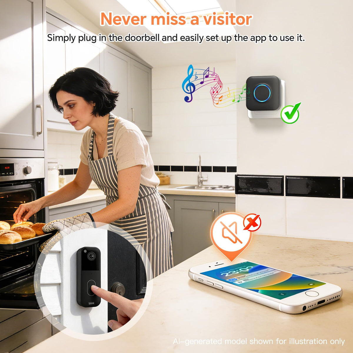 WIFI Wireless Doorbell Chime for Google Nest Video Doorbell - BITIWEND Official Imagery - 3