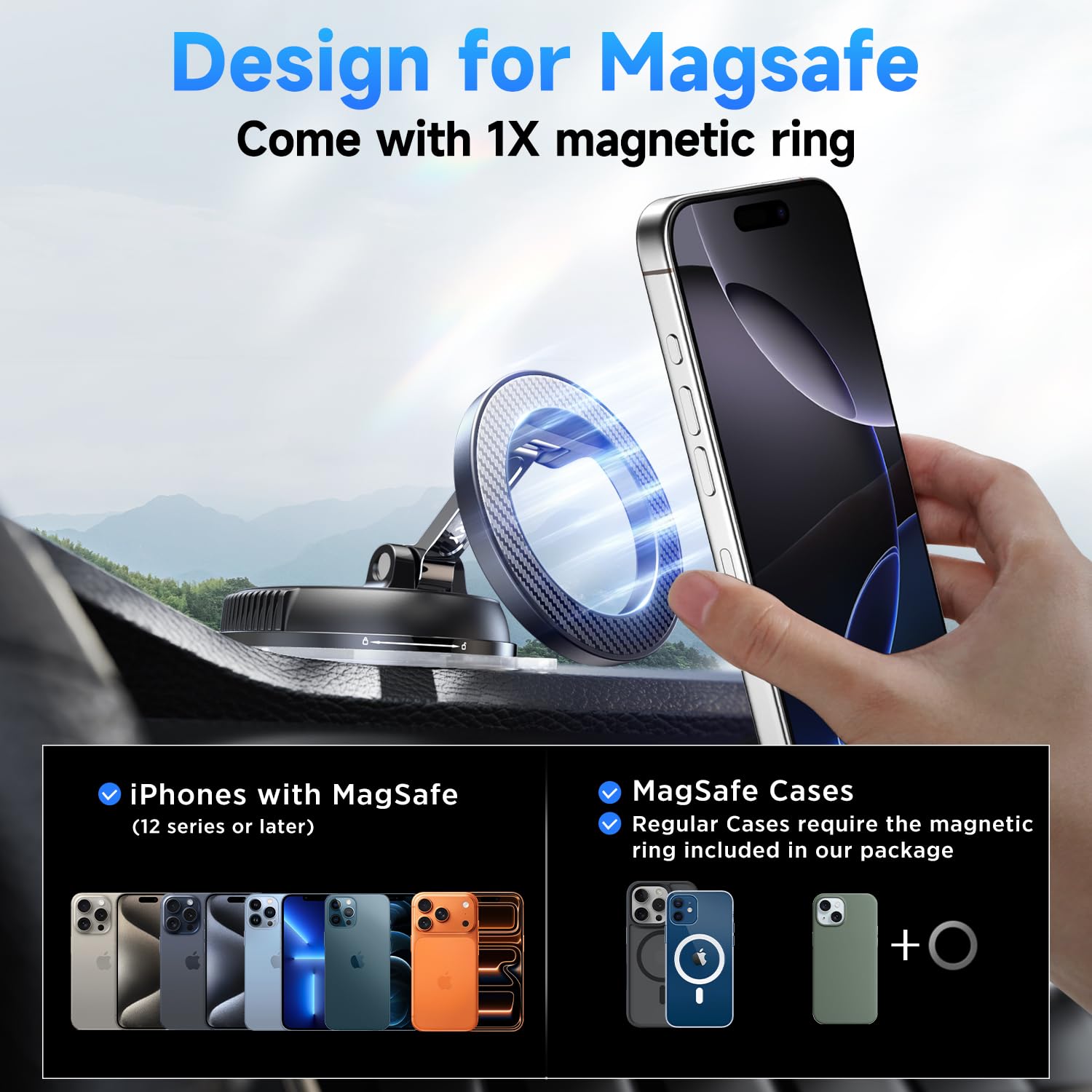 ANDERY Car Phone Holder for Magsafe   360° Adjustable Car Phone M by ANDERY - Angle View 6