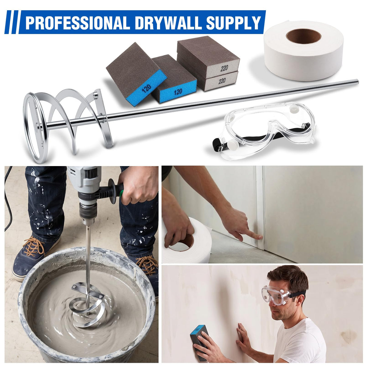 16PCS Drywall Tools Kit Drywall Knife Set with 12 Hawk - Konvixon Official Imagery - 7