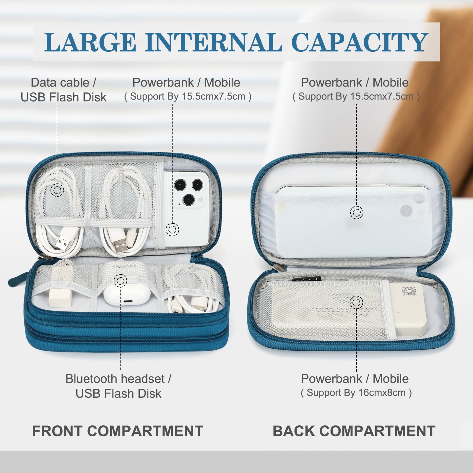 FYY Electronic Organizer, Travel Tech Pouch Bag, Cable Organizer Dark - View 3