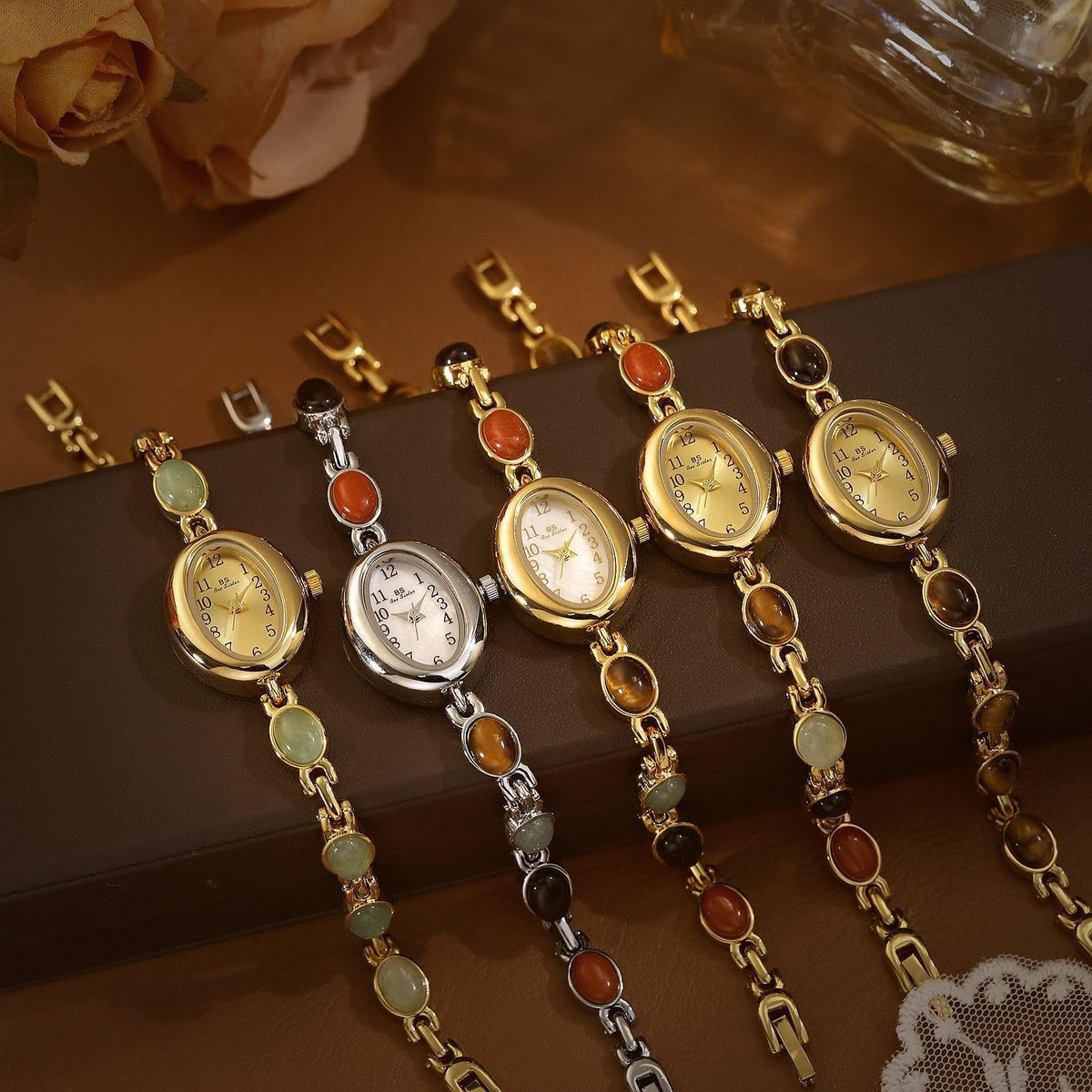 MASTOP Luxury Vintage Gold Watches for Women with Jade - MASTOP Official Imagery - 3