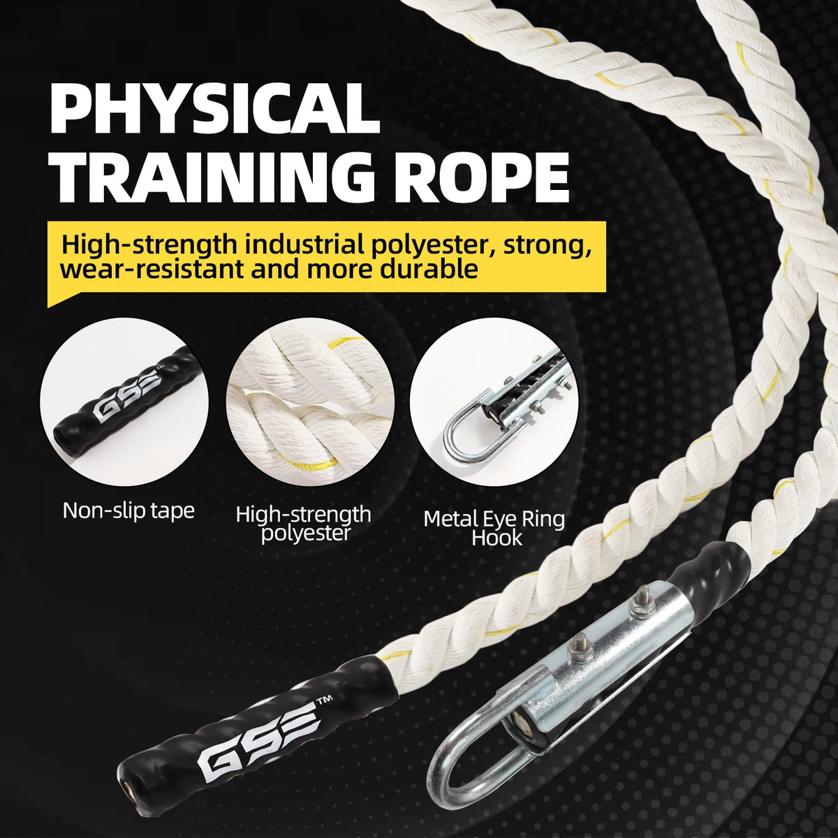 GSE Gym Climbing Rope 1 5 Diameter Heavy Workout Rope for - GSE Games & Sports Expert Official Imagery - 5