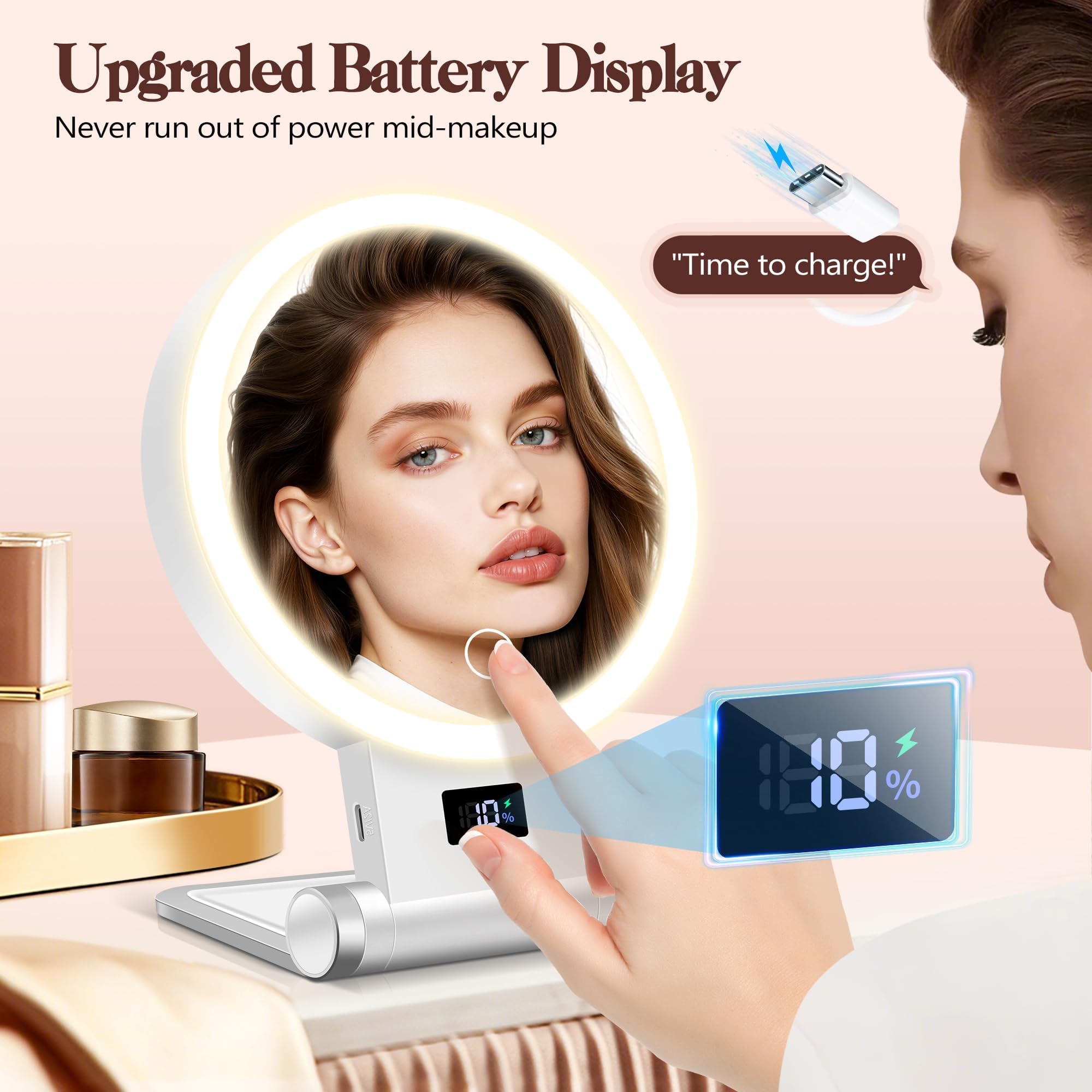 B Beauty Planet Magnifying Mirror with Light 30X, 2000mAh 1X/ 30X - B Beauty Planet Official Product View 4