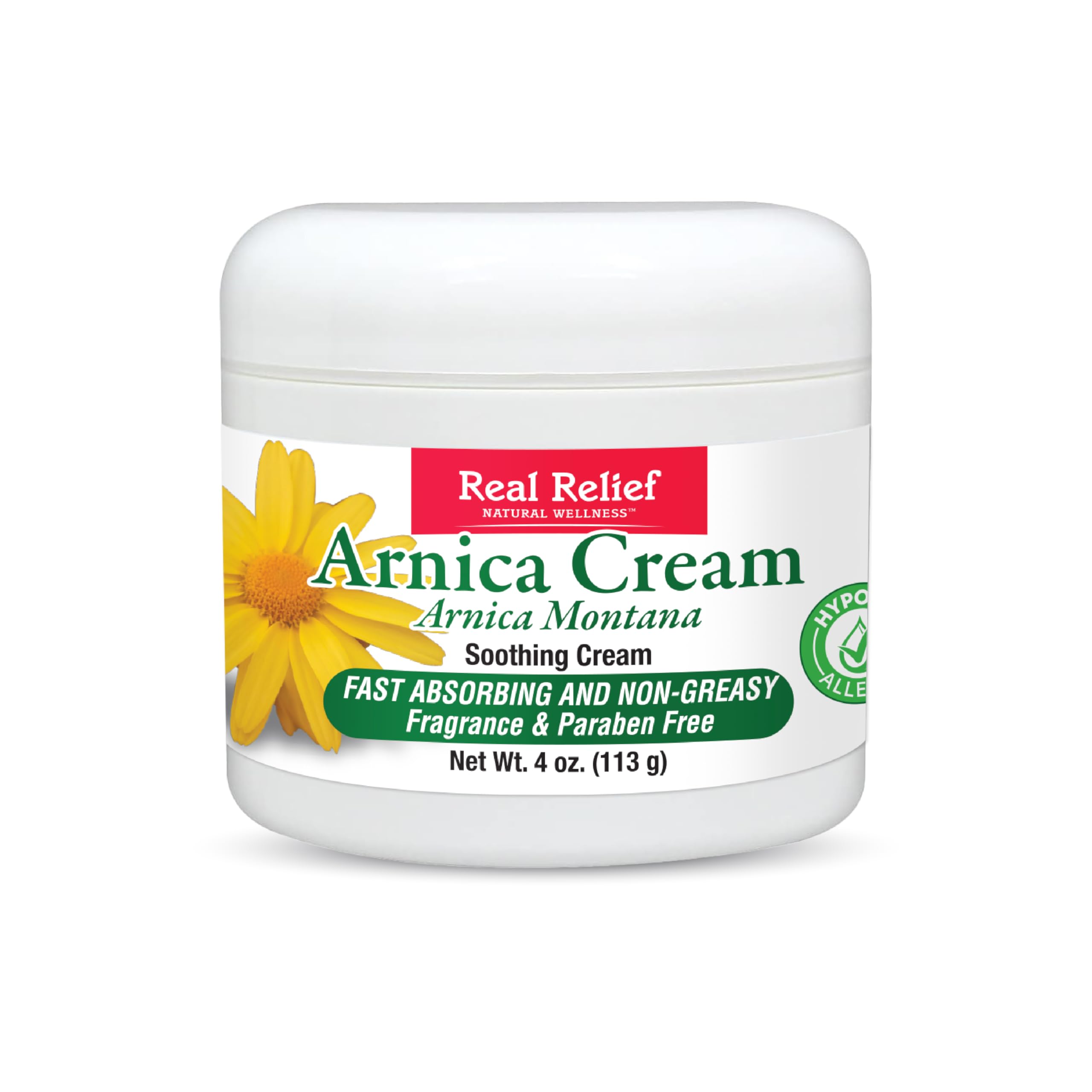 Real Relief Arnica Cream 4 oz – Fast-Absorbing Pain Relief