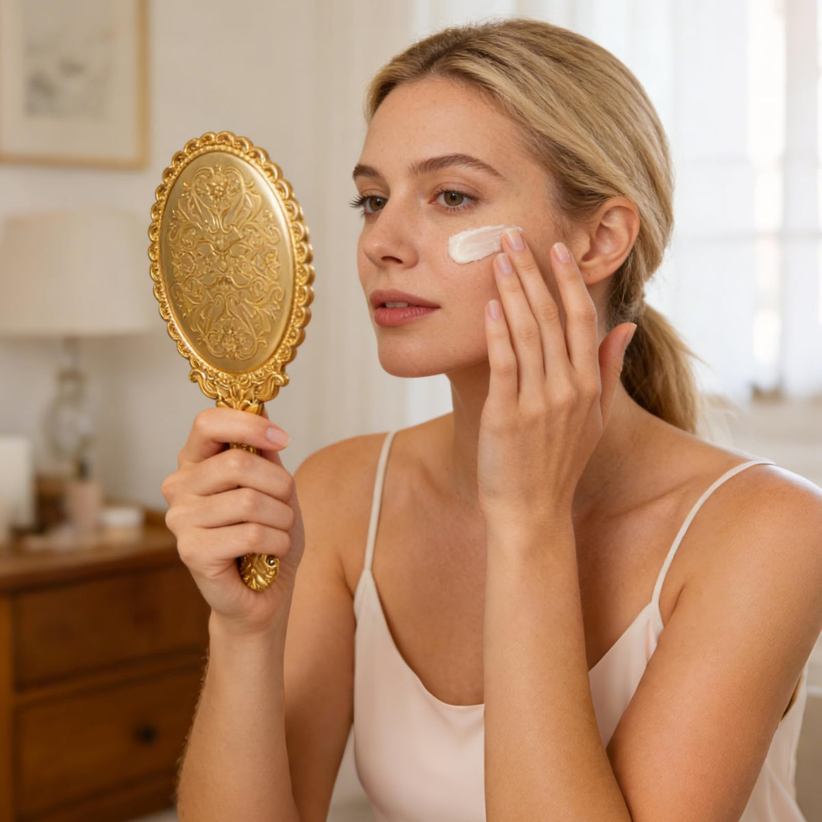 48 Pack Vintage Handheld Mirrors for Makeup Gold Embossed - FUPMILPHRANX Official Imagery - 8